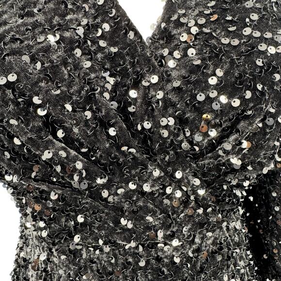 Fashion Nova One and Only Sequin Velvet Gown in Black Size Large NWOT - Picture 6 of 16